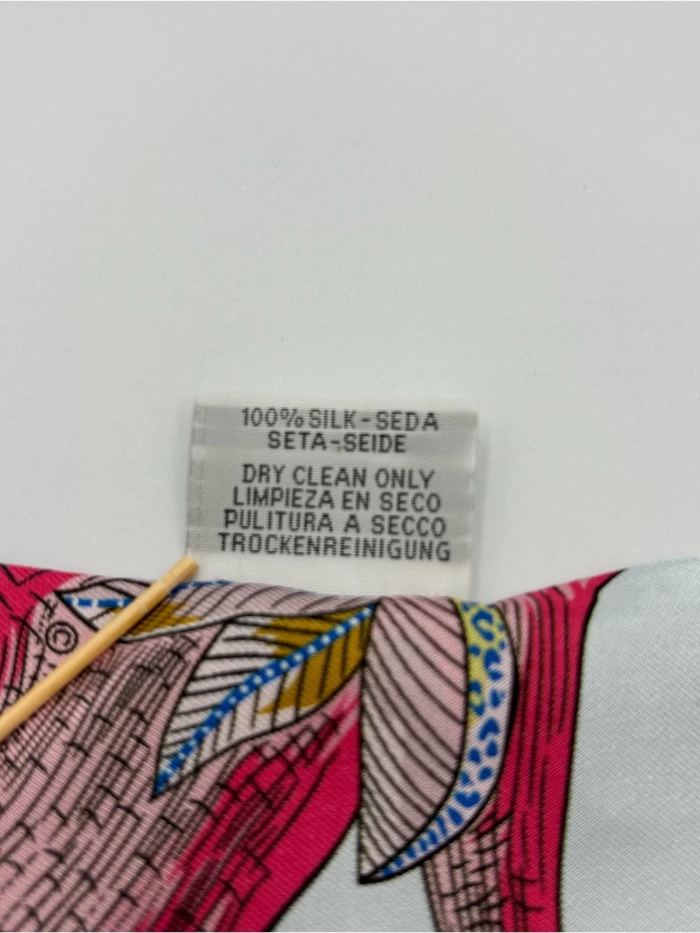 Hermes Tree of Song Twilly Scarf Bleu Pale Rose Blue Jean Silk Ribbon - Picture 6 of 6